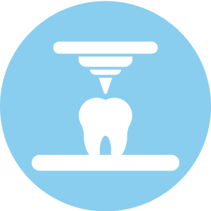 Tooth icon with dental tool above it.