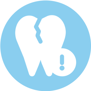 Broken heart and exclamation mark symbol.